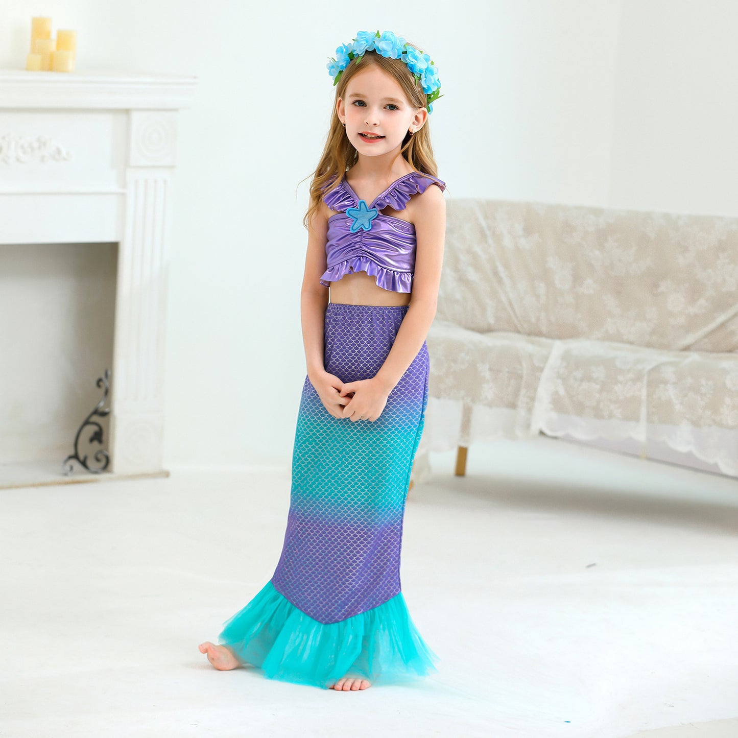 Mermaid Princess Tail Ball Gown Clothes Children's Dress