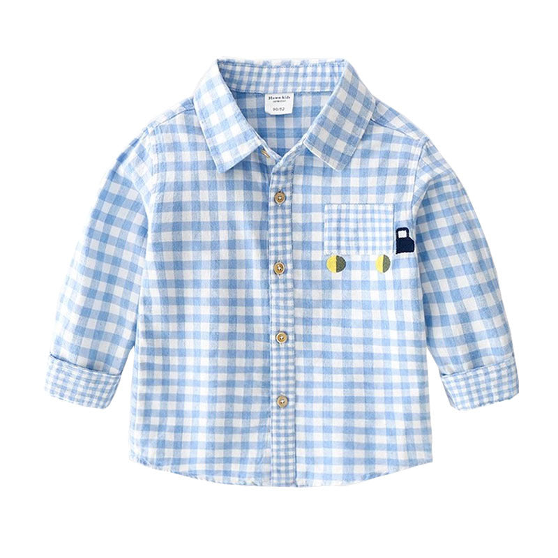 Children's Spring Boys Casual Plaid Toddler Simple Children's Shirt