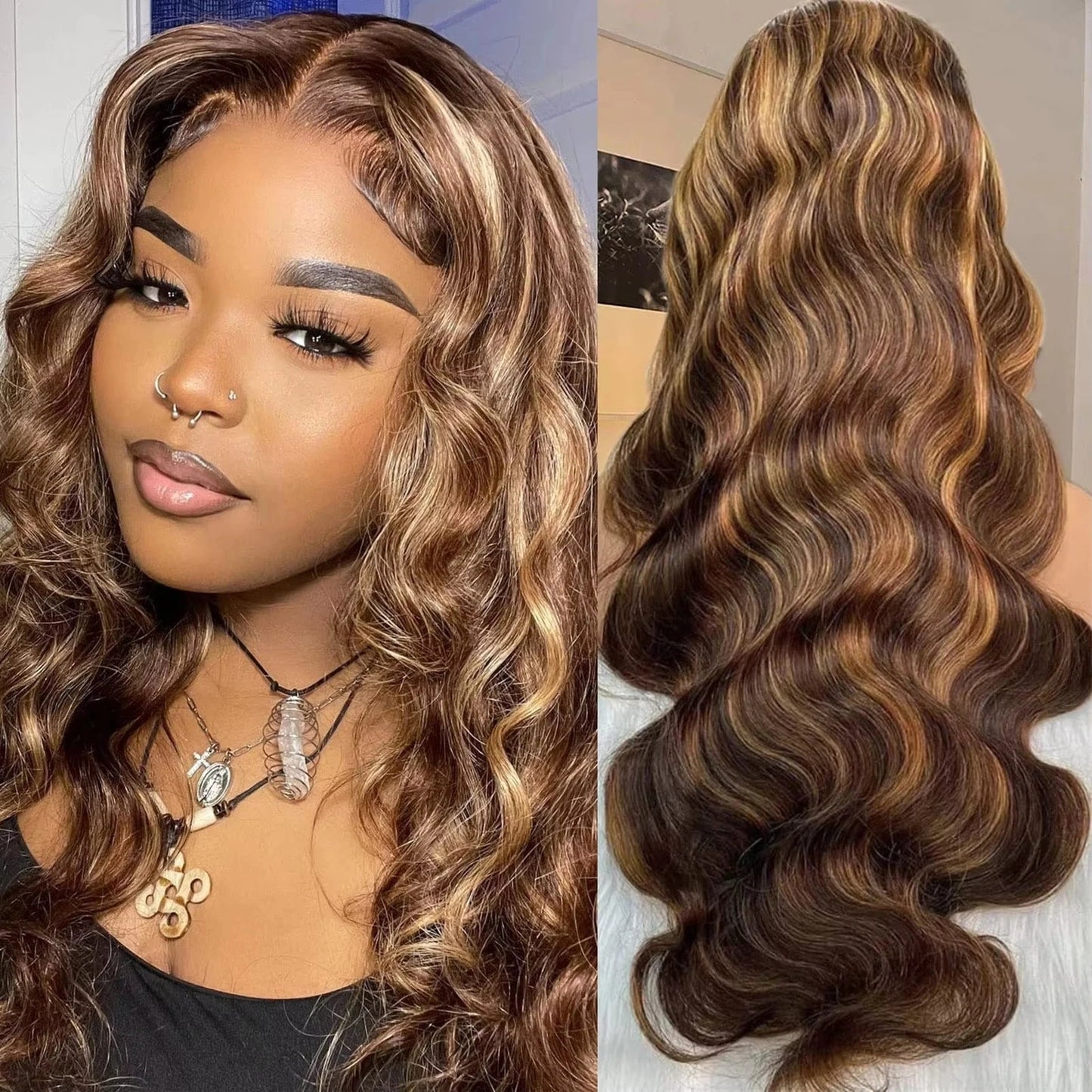 Lace Wigs Blend Hair Human Body Long Straight Wig