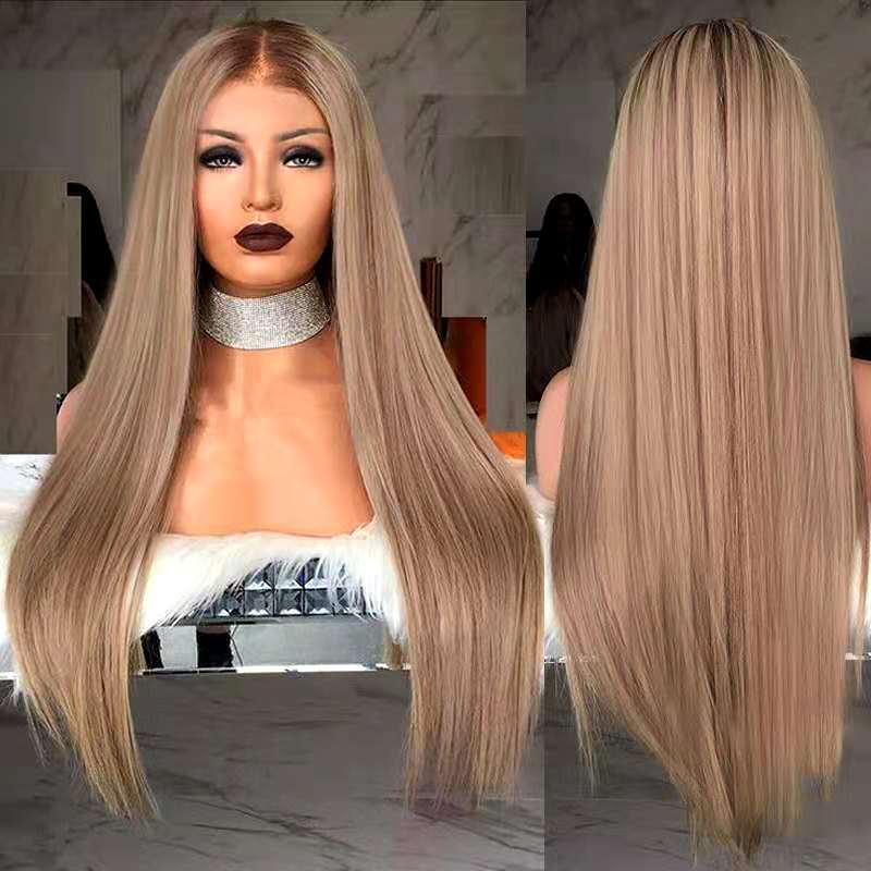Fiber Former Lace Head Cap Rose Net Long Straight Wig