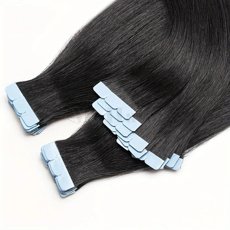 Comfortable Real Hair Seamless Extension Film Long Straight Wig