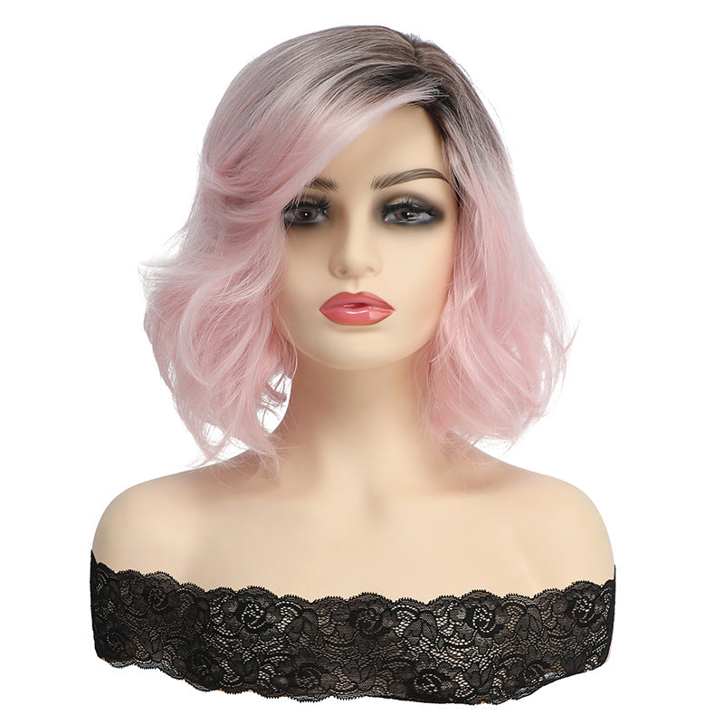 Female Gradient Color Full Top Cover Wig Short Curly Hair