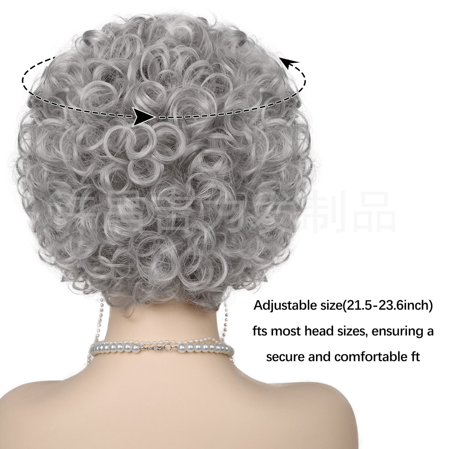 Halloween Gray Short Curly Hair Grandma Head Cos Wig