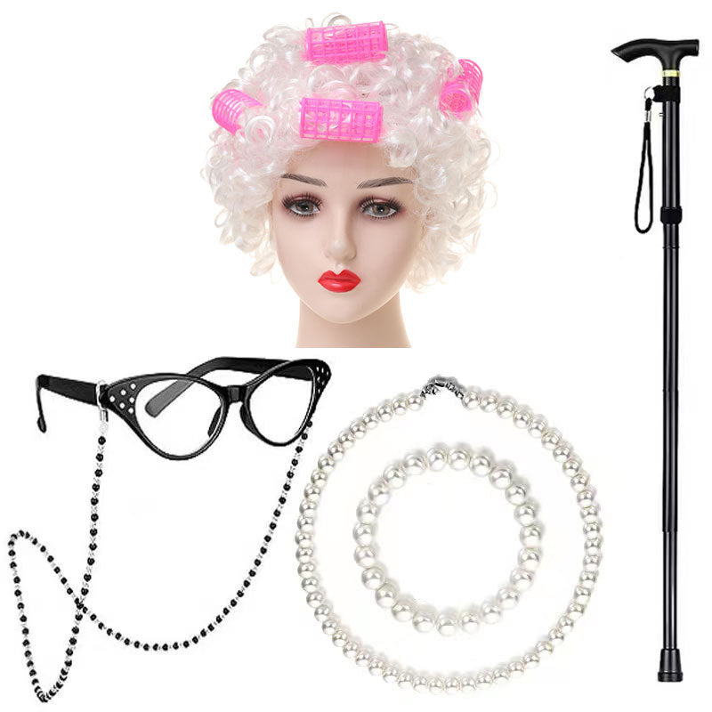 School Day Grandma Sheath Halloween Grandpa Cos Wig