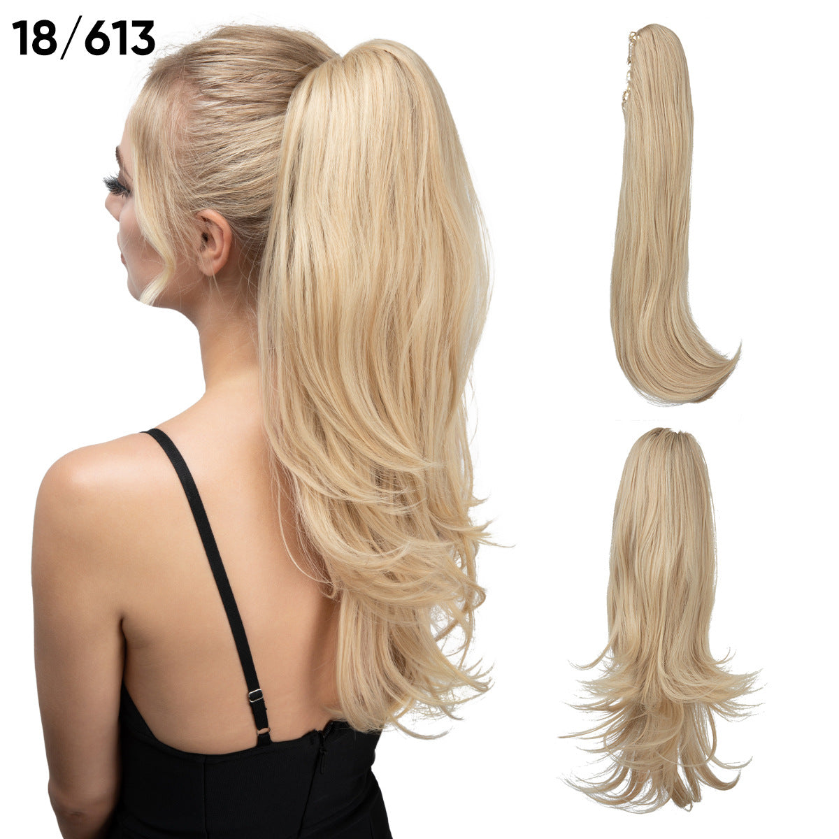 Women's Short Hair Chemical Fiber Height Natural Fluffy Long Curly Jaws Wig Ponytail