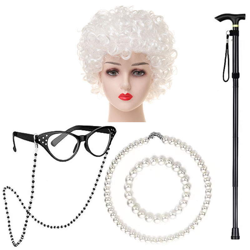 School Day Grandma Sheath Halloween Grandpa Cos Wig