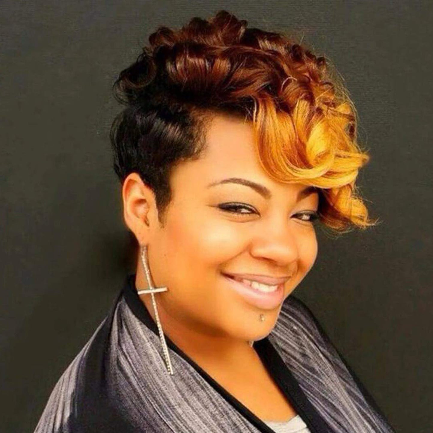Elegant Versatile Cool Fiber Chemical Hood Wig Short Curly Hair