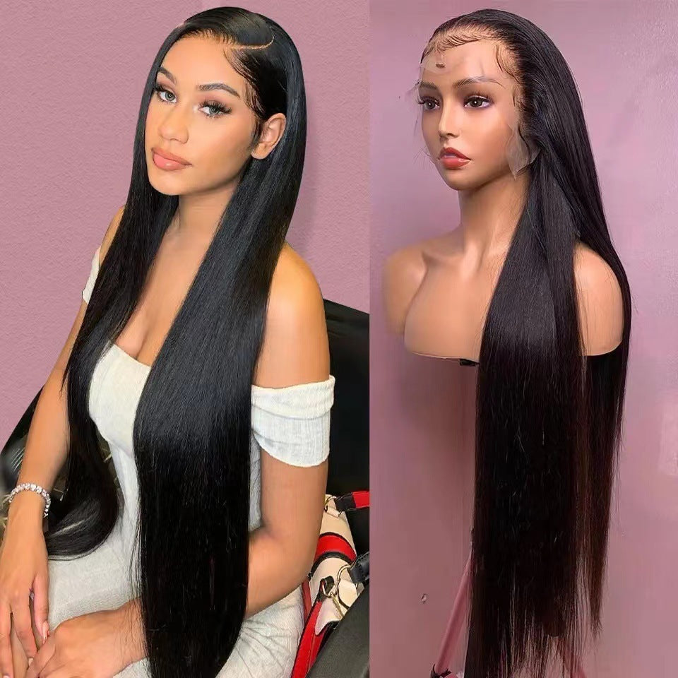 Graceful Durable Front Lace Head Cover Long Straight Wig