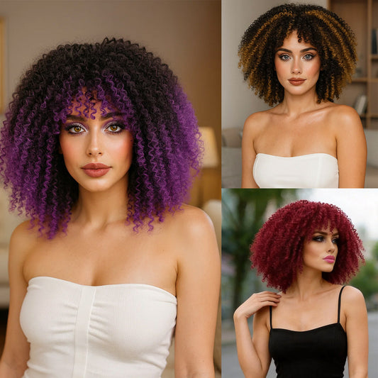 Fiber Female Head Cover African Small Wig Short Curly Hair