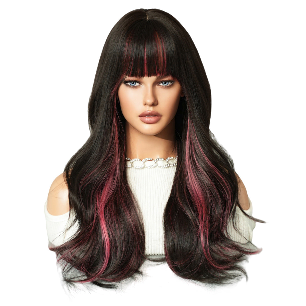 Optional Curly Hair Female Straight Bangs Big Wave Chemical Wig Long Curls