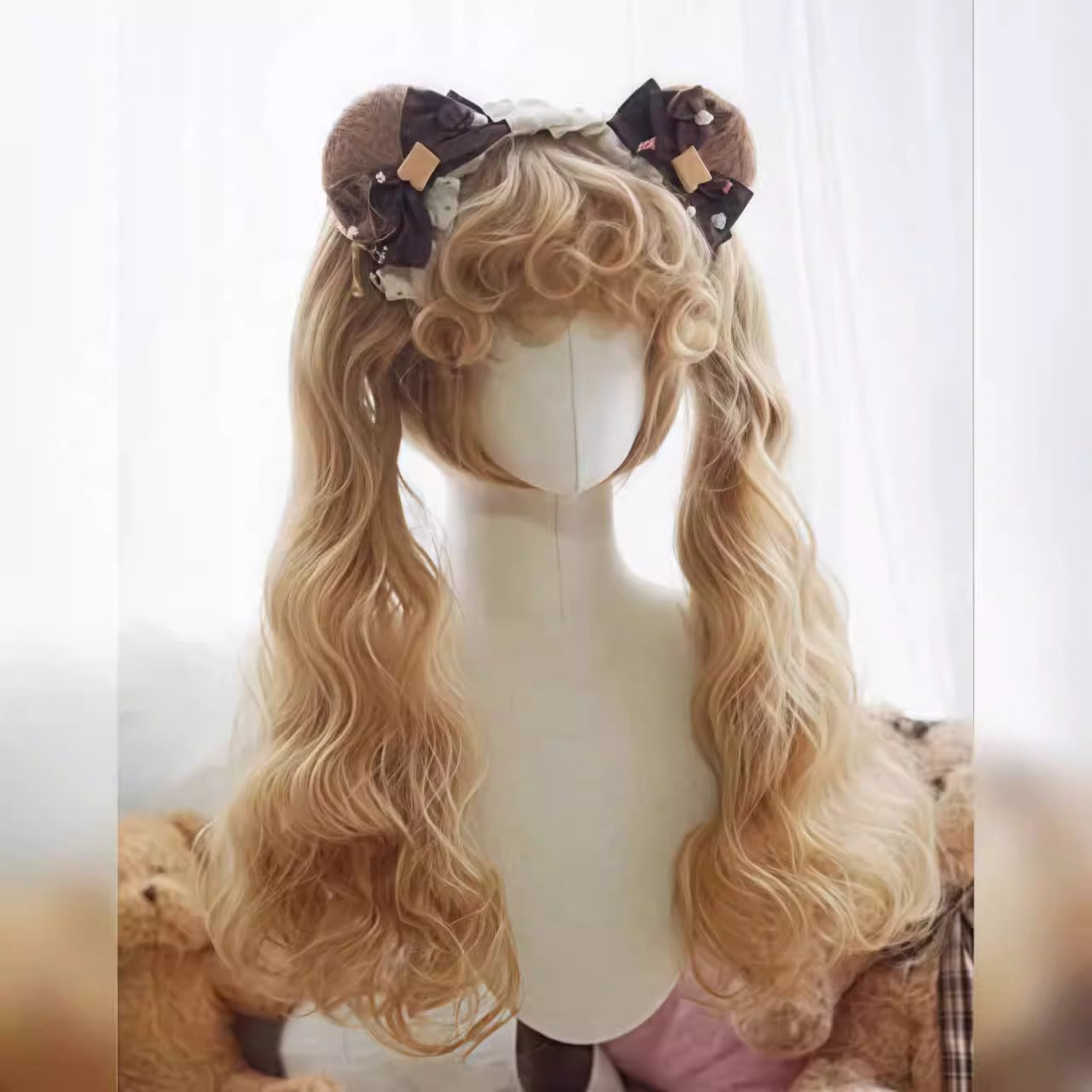 Collection Ancient Breakfast Double Ponytail Jaws Clamp Daily Retro Wig Long Curls