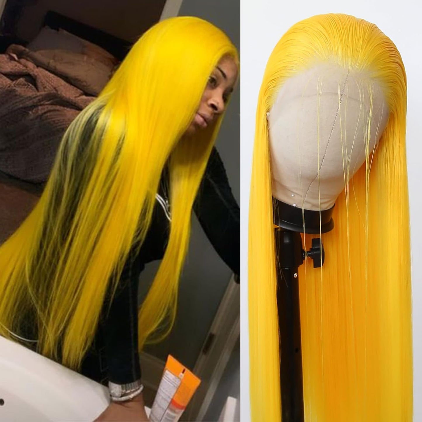 Women's Front Lace Natural Simulation Hair Chemical Long Straight Wig
