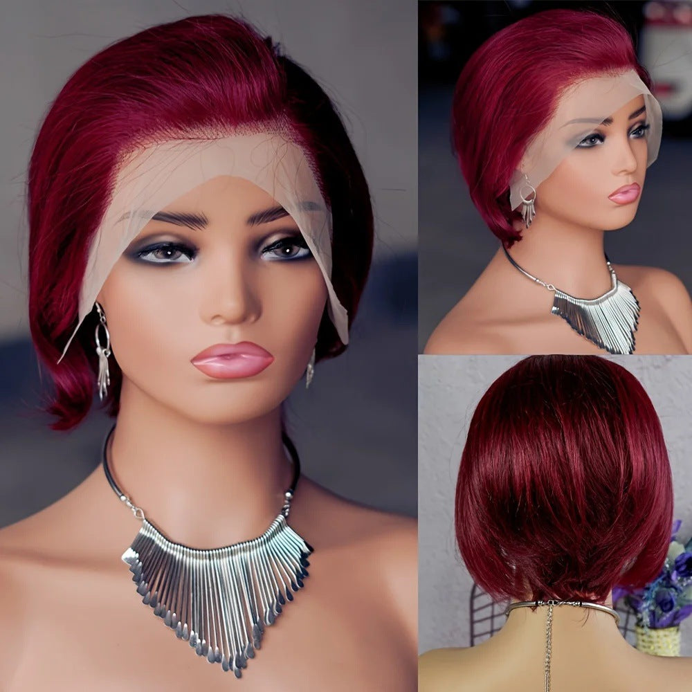 Lace Pixie Cut Short Bob Human Real Hair Wig