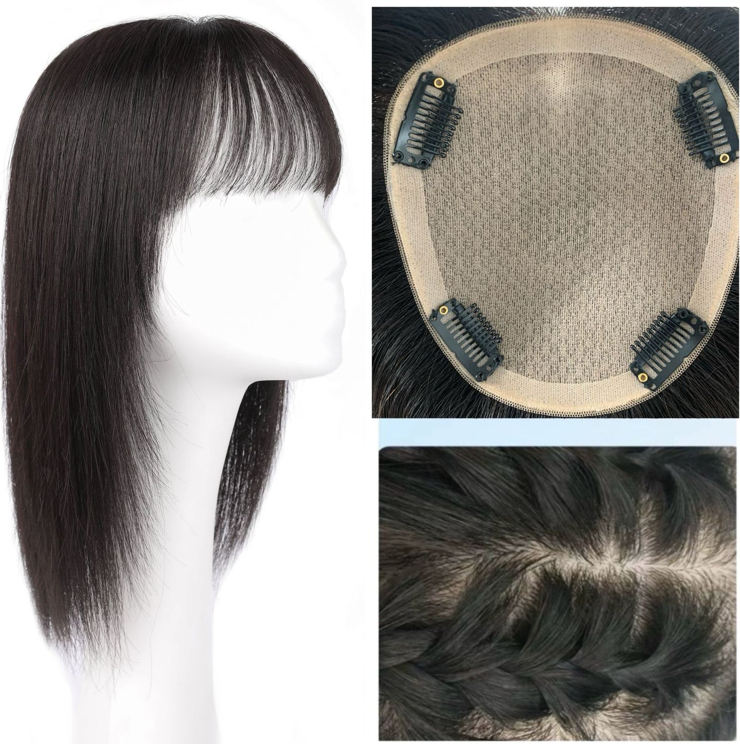 Women's Double-handed Needle Set Braid Hair Lightweight Breathable Hand-woven Human Top Wig
