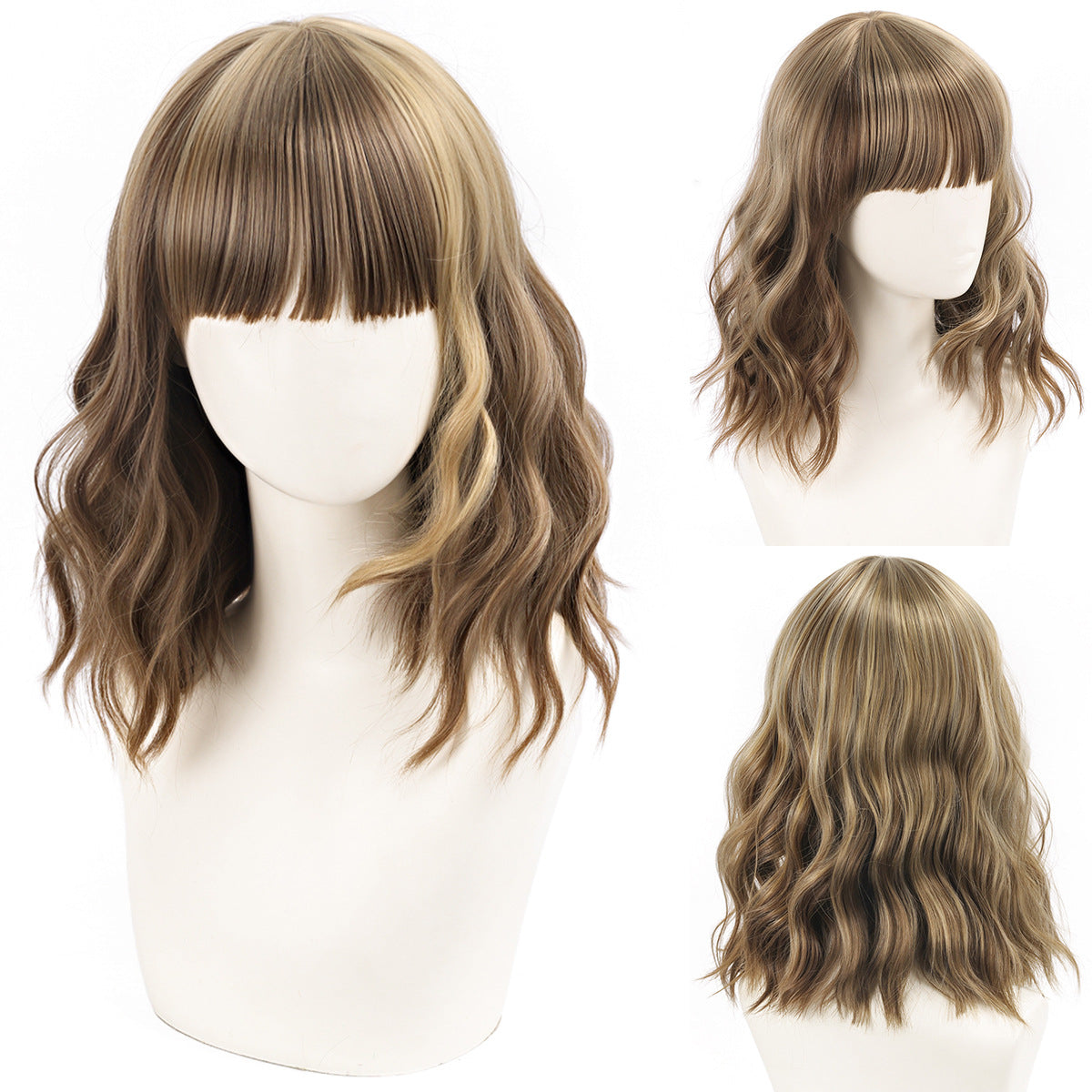 Versatile Comfortable Fringe Festival Water Ripple Wig Short Curly Hair