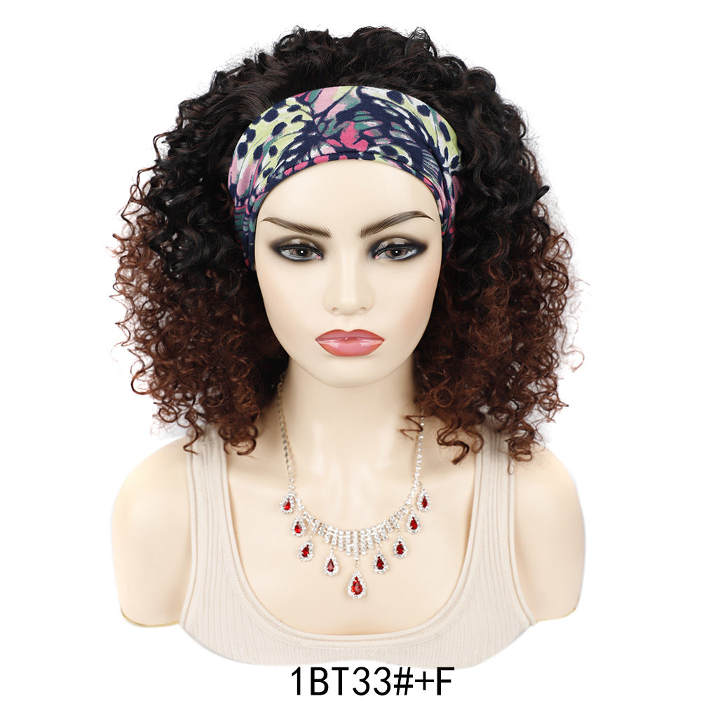 Graceful Ice Silk Band Headband Sheath Wig Short Curly Hair
