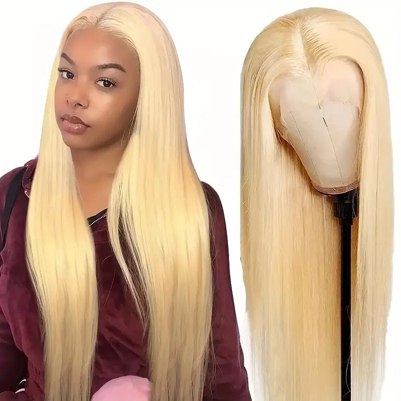 Women's Lace Chemical Fiber Natural Black Hand Crochet Long Straight Wig