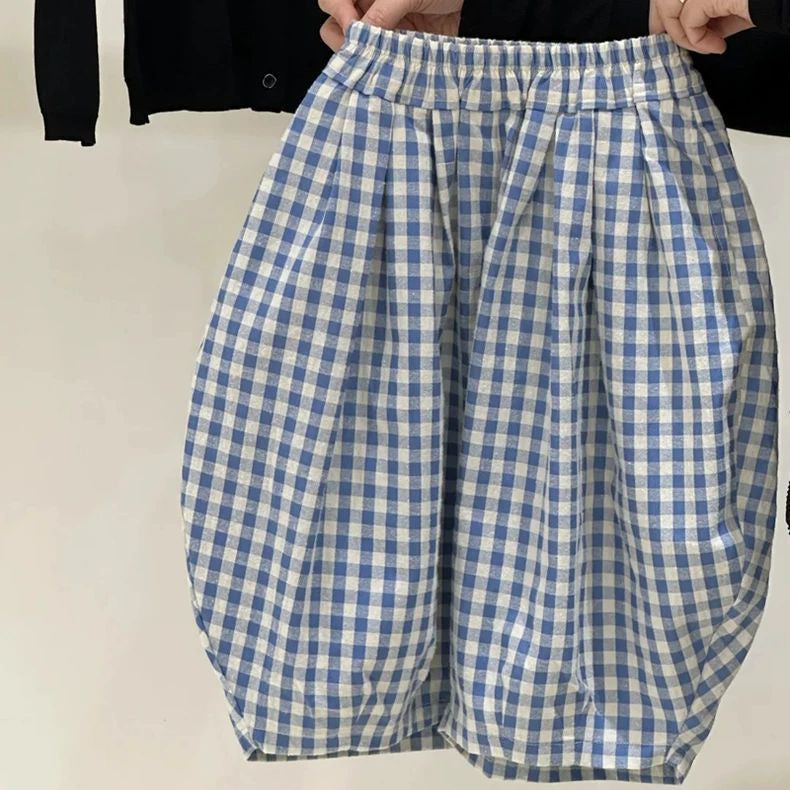 Children's Casual Western Style Personality Trendy Korean Color Matching Plaid Loose Children's Pants