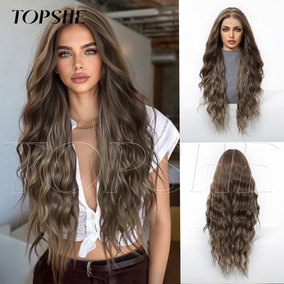 Women's For Can Be Divided Into Dark Brown Curly Hair At Wig Long Curls