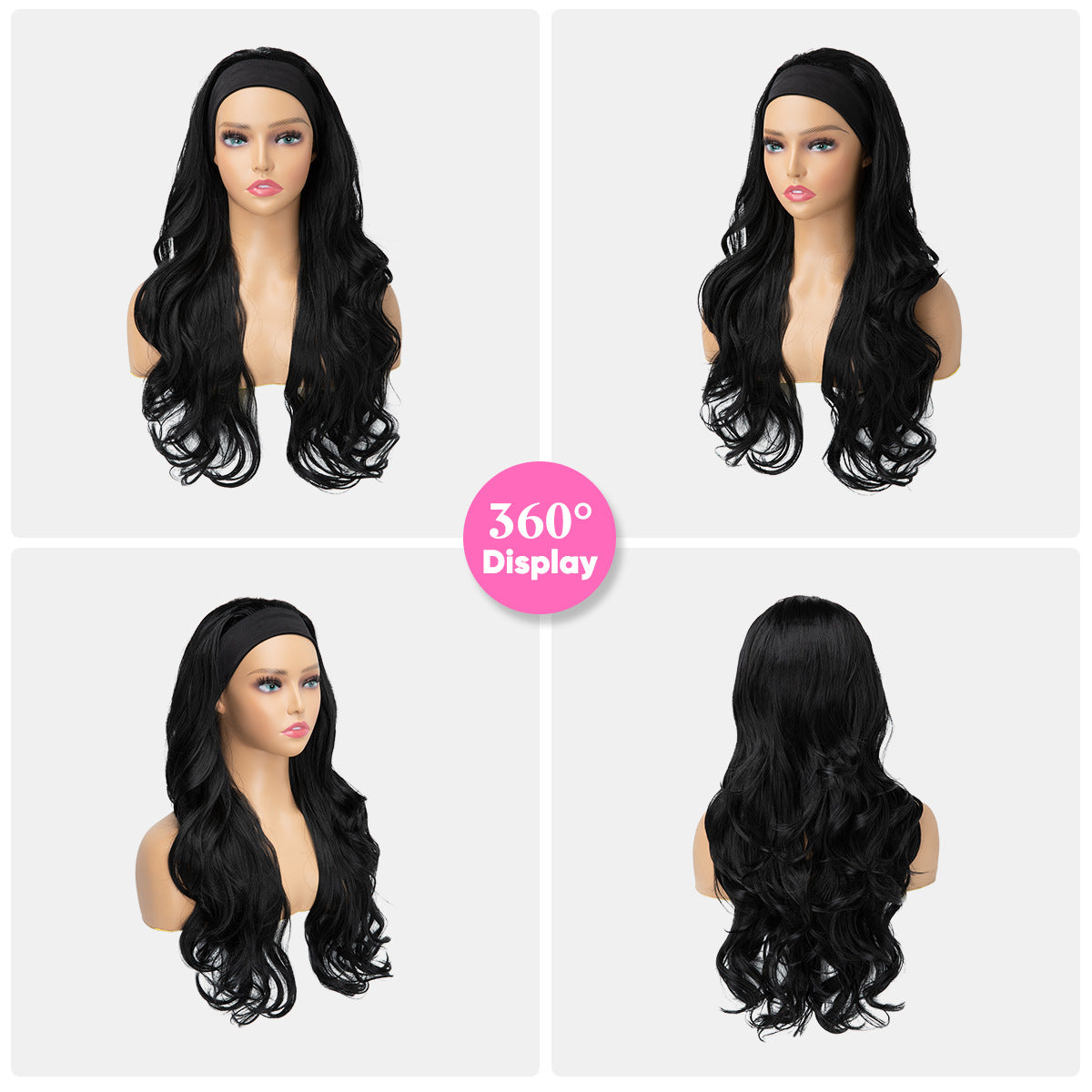 Female Hair Band Turban Big Wave Curly Chemical Fiber Wig Long Curls