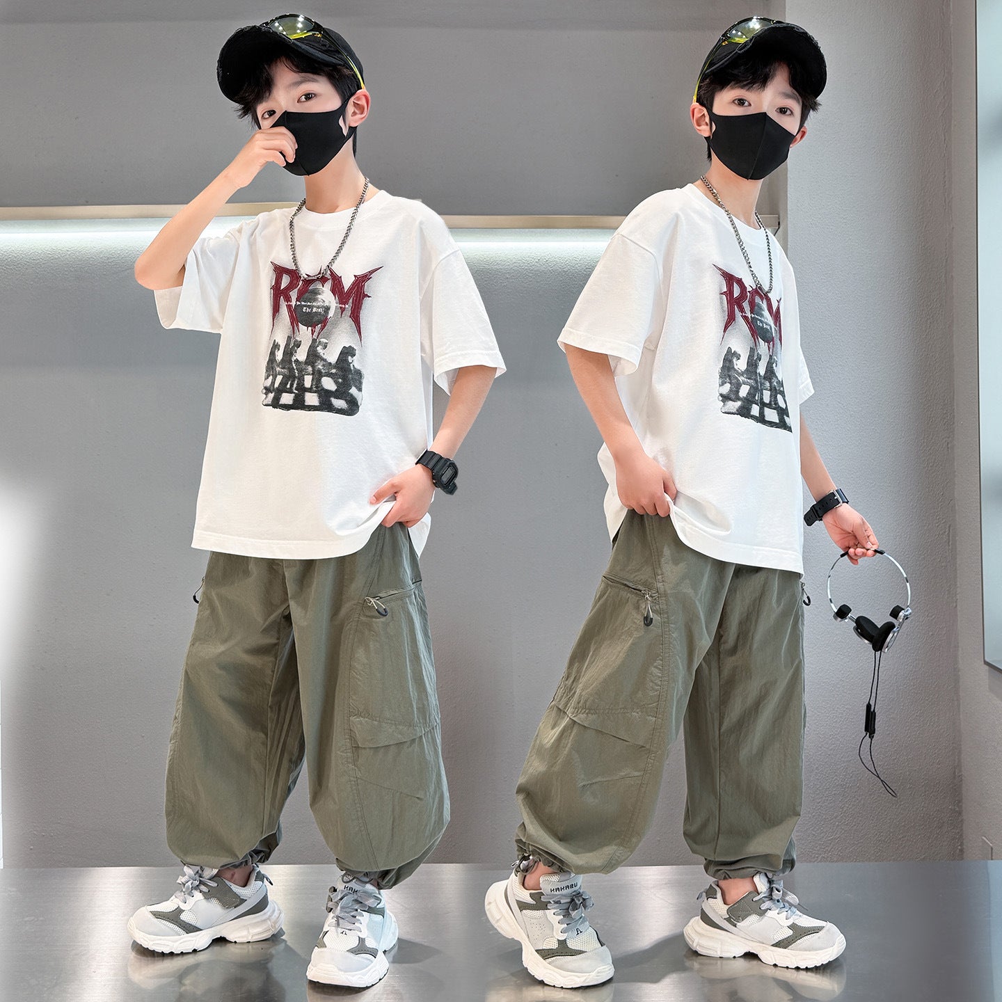 Children's Boys Summer Short-sleeved Trousers Two-piece Older Western Style Children's Suit