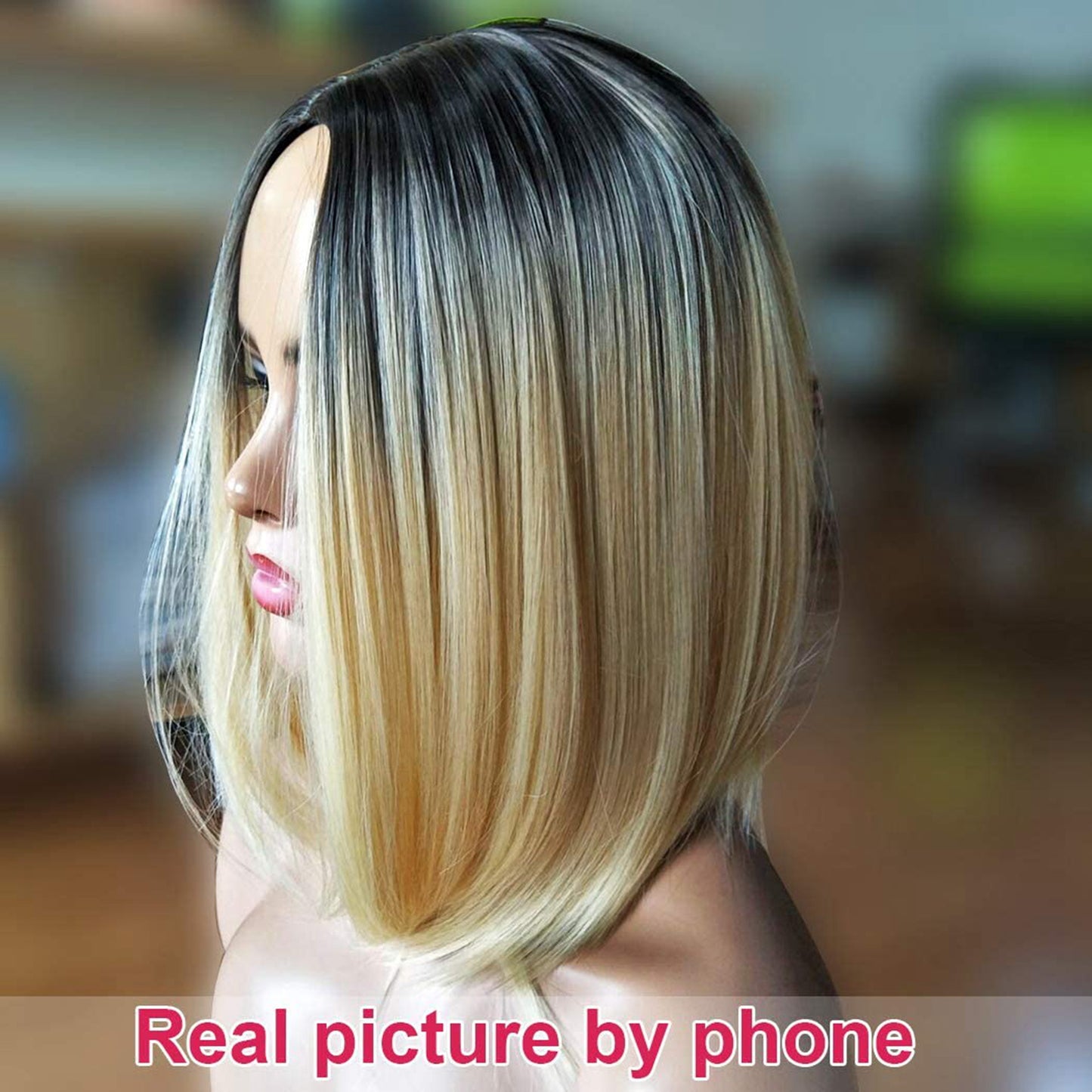 Durable Versatile Innovative Medium Chemical Fiber Wig Short Straight Hair