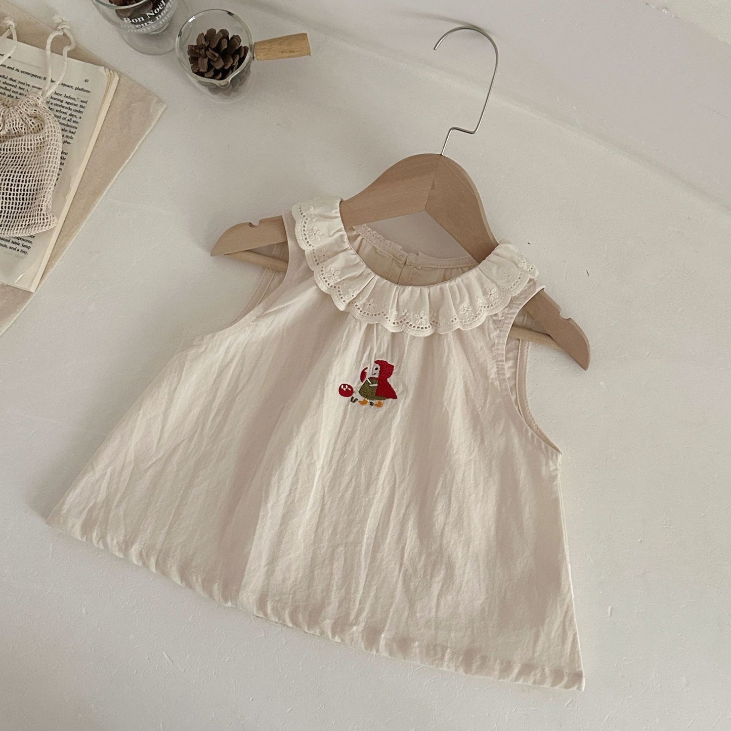 Women's Little Celebrity Sleeveless Lace Collar Top Shorts Western Children's Suit
