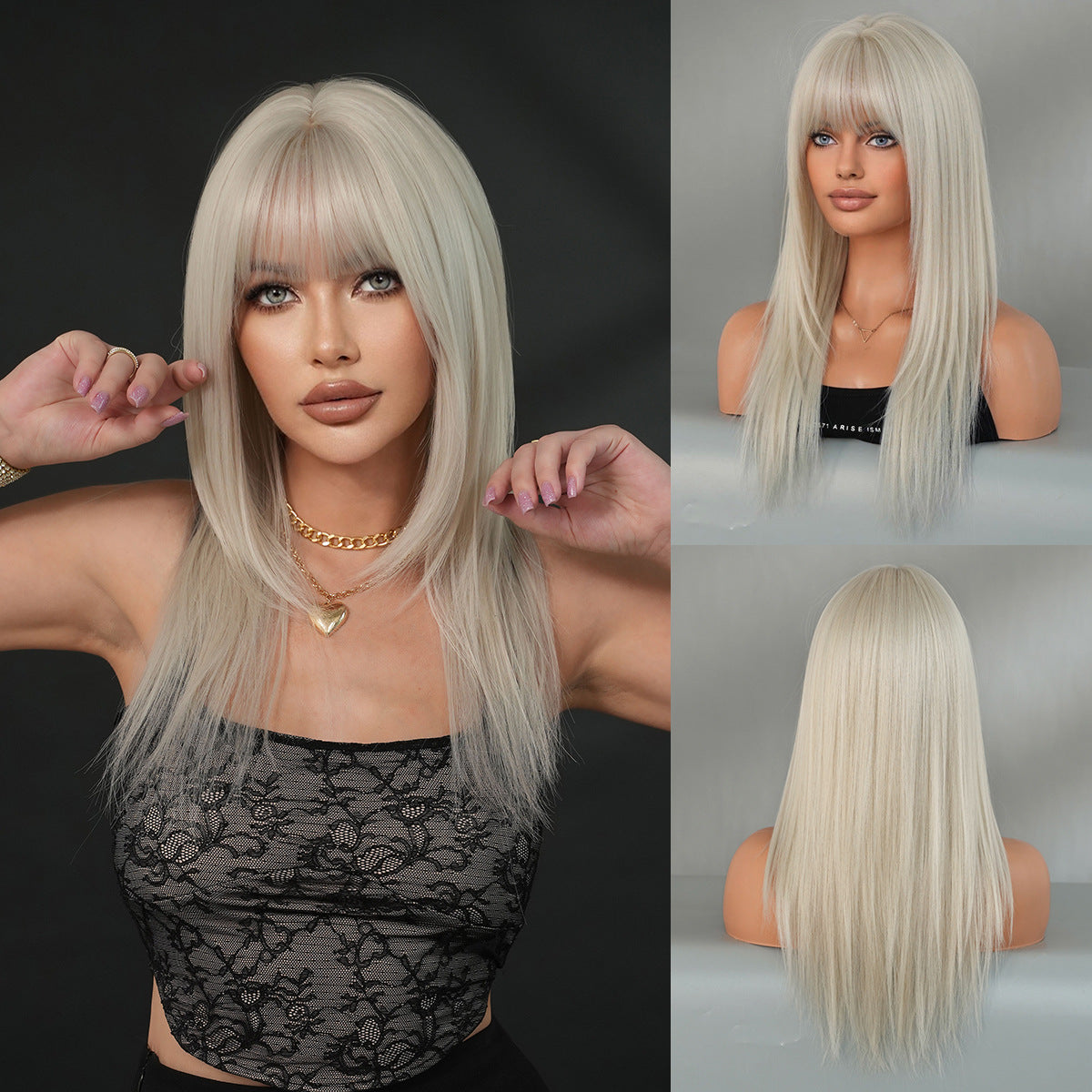 Women's Natural Hair High-level Artificial Hairstyle Bangs Long Straight Wig