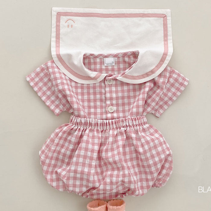 Style Infant Refreshing Plaid Academy Short Sleeve Bulky Underpants Born Children's Suit