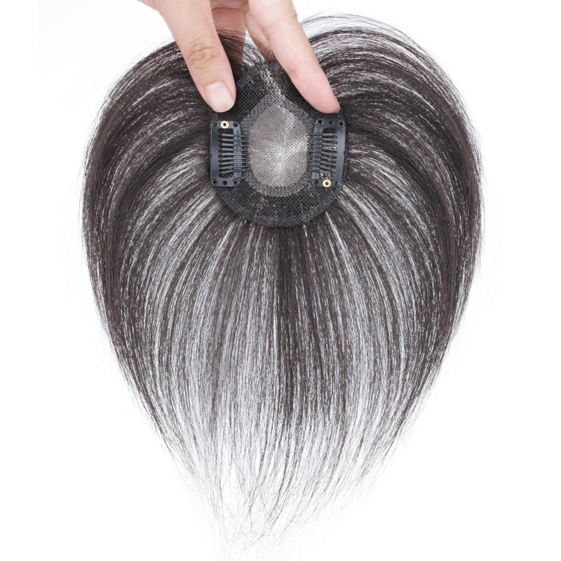Welded Mesh Top Hair Supplementing Piece Covering Gray Wig