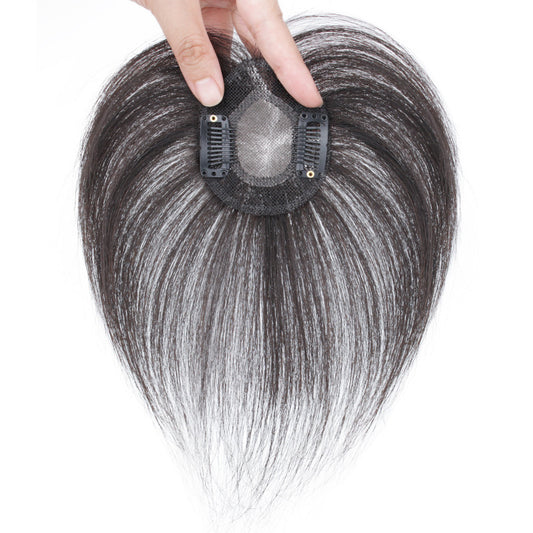 Welded Mesh Top Hair Supplementing Piece Covering Gray Wig
