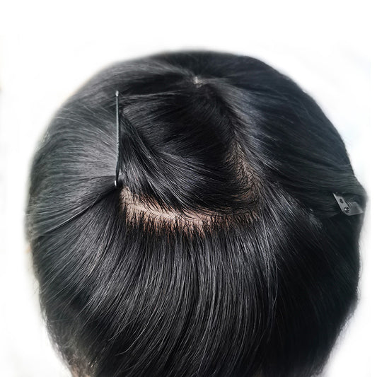 Men's Real Human Hair Supplementing Piece Realistic Natural Men's Wig