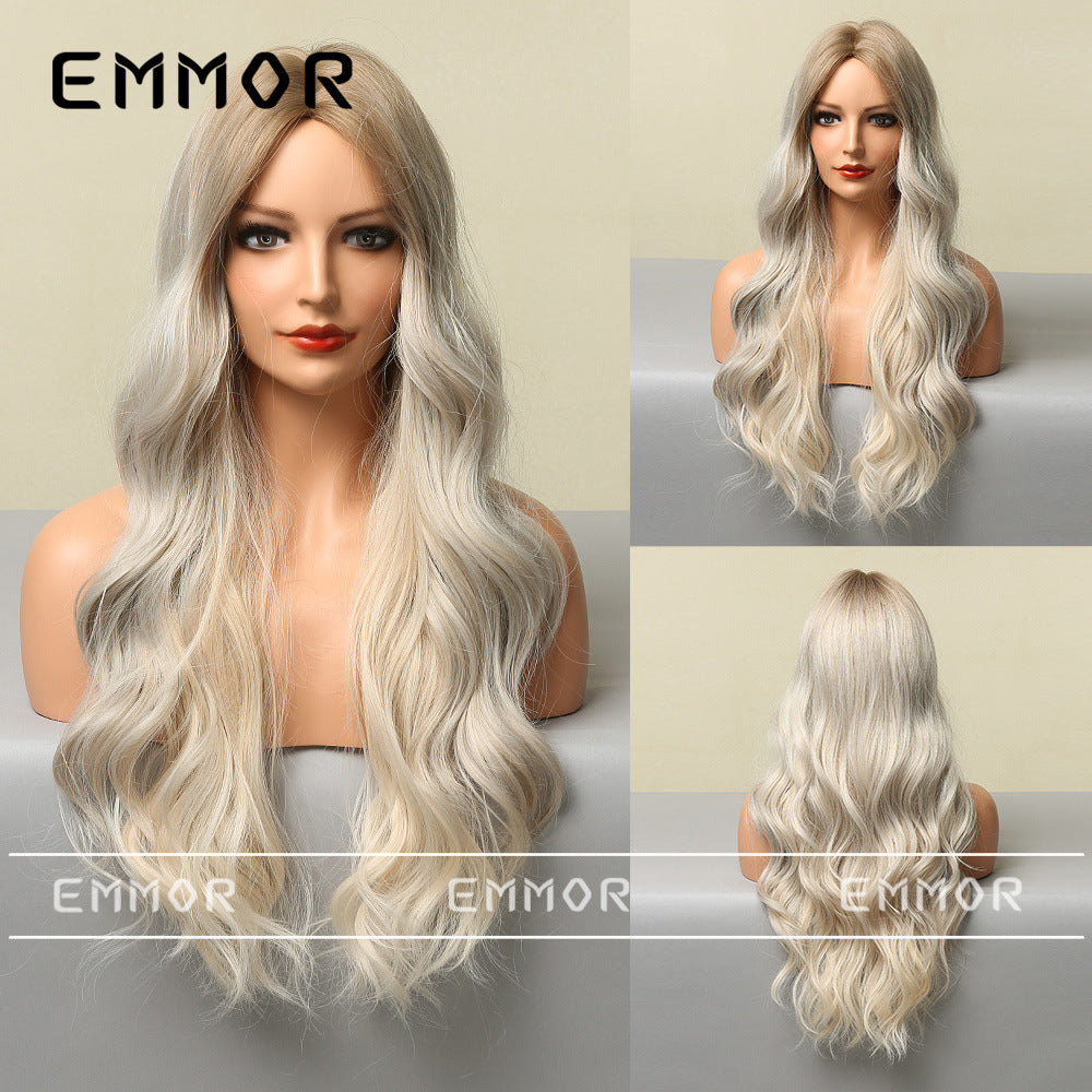 Women's Mid-length Curly Fiber Optional Fluffy Hair Wig Long Curls