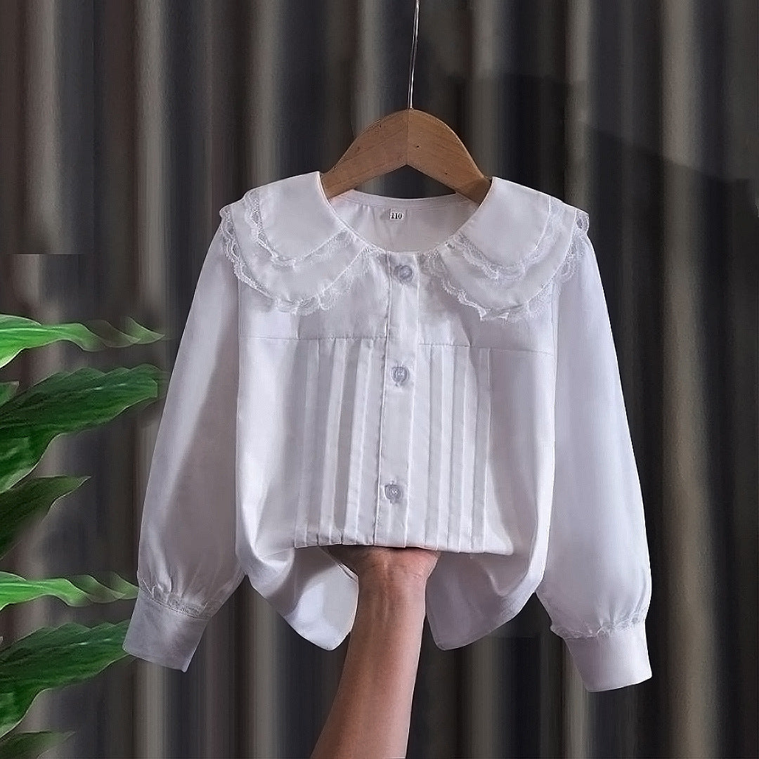 Children's Inner Wear Peter Pan Collar Blouse Sweet Long Children's Shirt