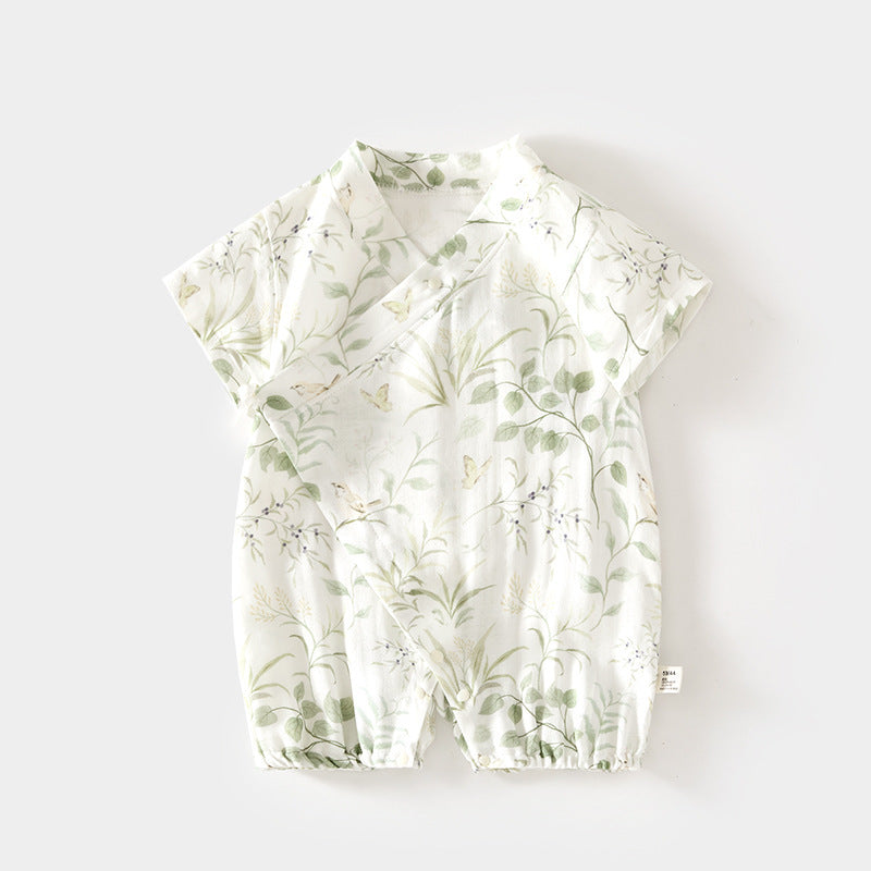 Jumpsuit Summer Romper Short Sleeve Bamboo Fiber Air Conditioning Jumpsuit, Climbing Suit