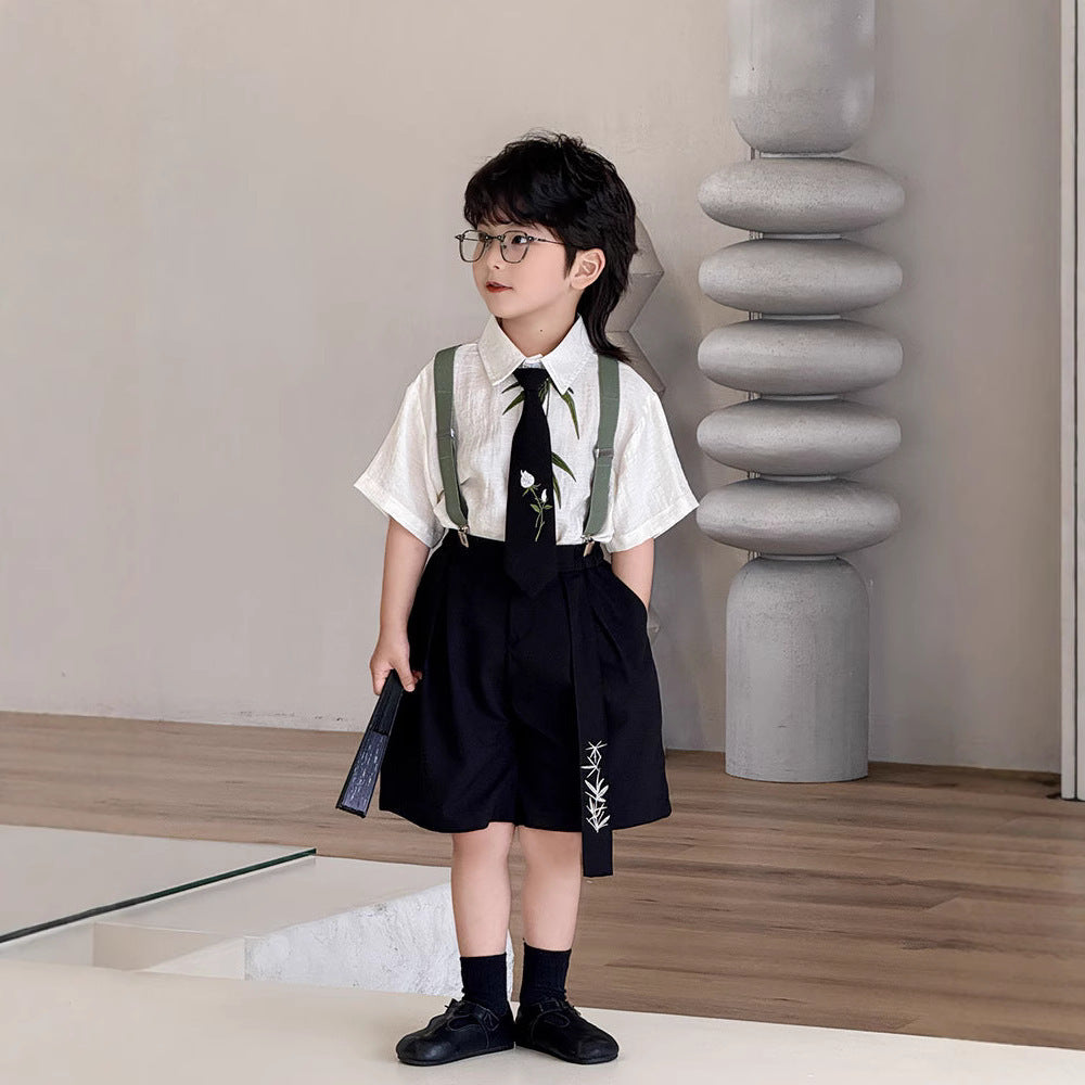 Children's Set Summer Fashion Preppy Style Suit Dress Children's Pants
