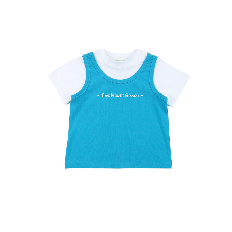 Children's Mountain Outdoor Clothing Contrast Color Round Children's T-shirt
