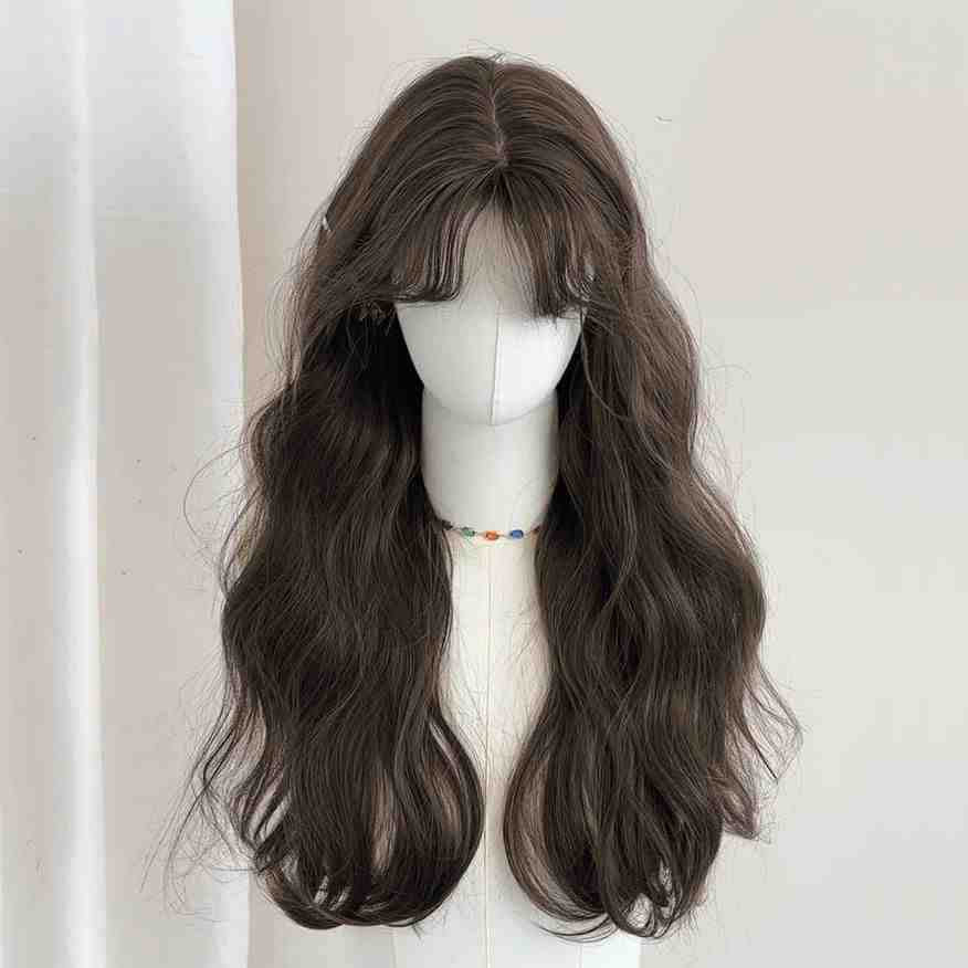 Air Straight Bangs Big Wave Gradient Curly Hair Natural Wig Long Curls