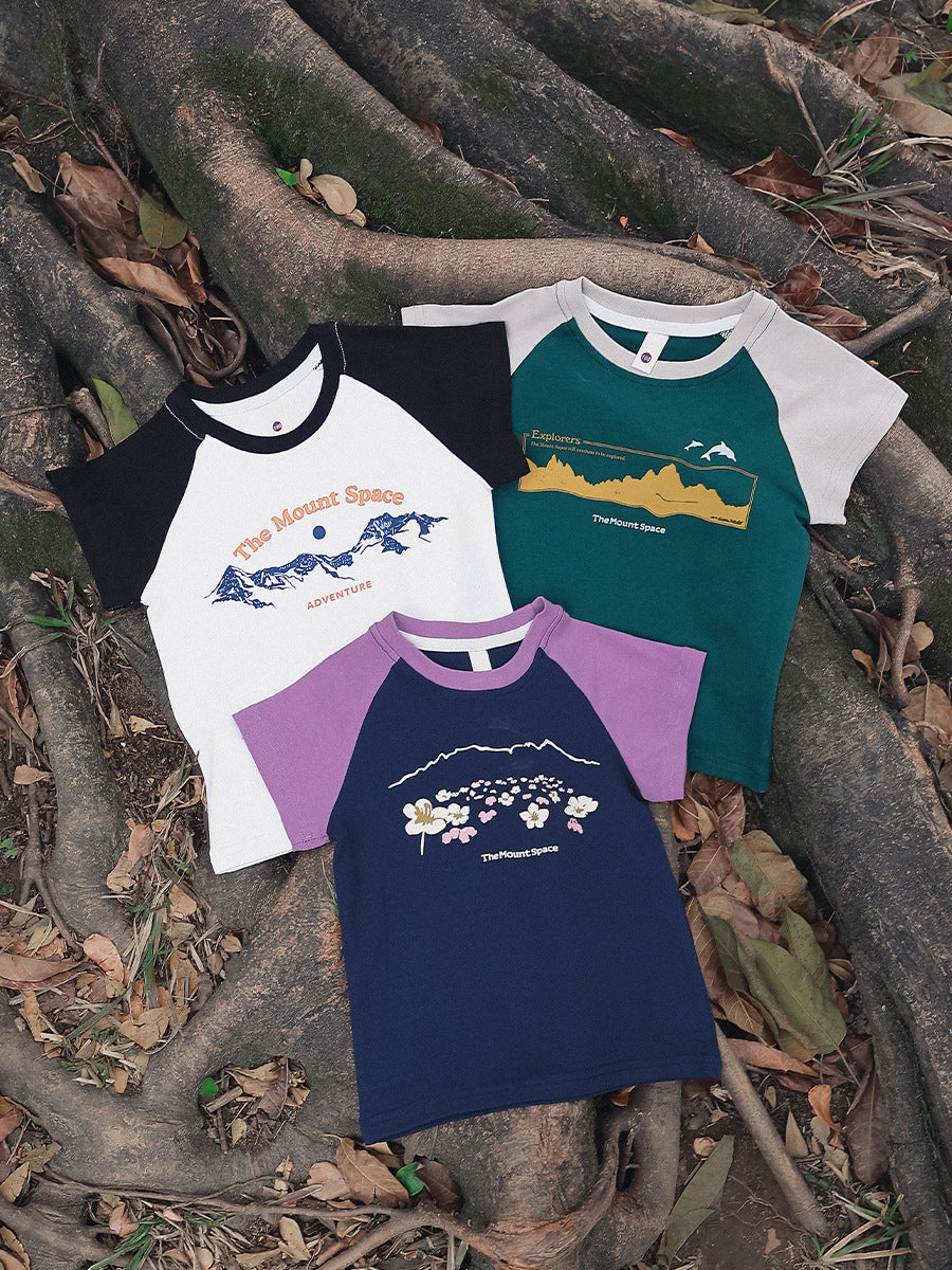 Children's Summer Color Contrast Patchwork Half-sleeved Lightweight Children's T-shirt