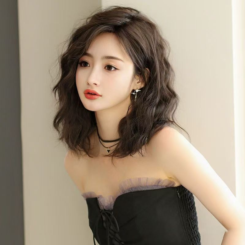 Fake Natural Western Style Small Curls Full Top Lazy Wig Short Curly Hair