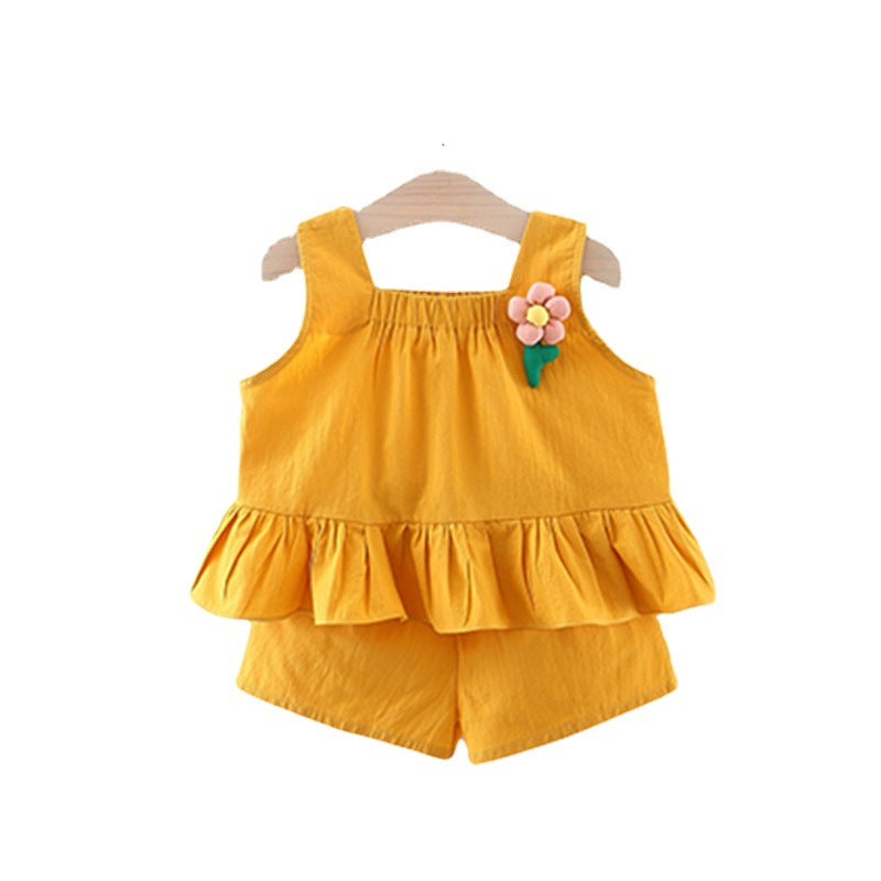 Children's Clothing Summer Sleeveless Vest Flower Cotton Two-piece Children's Suit