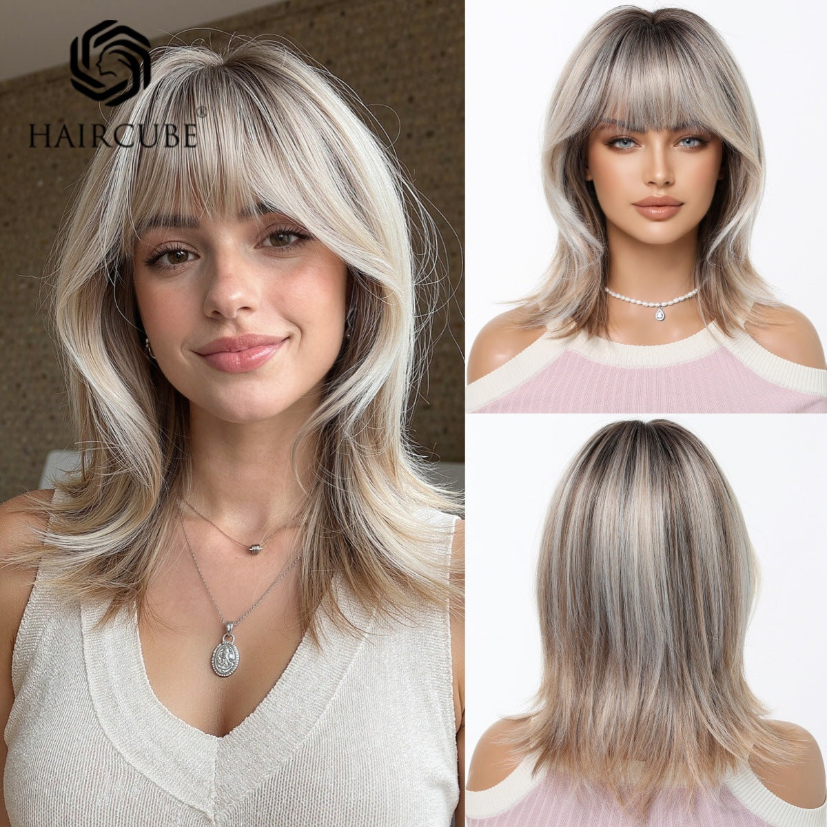 Head Cover Summer Mechanism Chemical Fashion Three Colors Wig Short Straight Hair