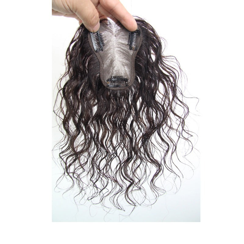 Piece Small Curls Water Ripple Hand Woven Full Real Green Wig Short Curly Hair