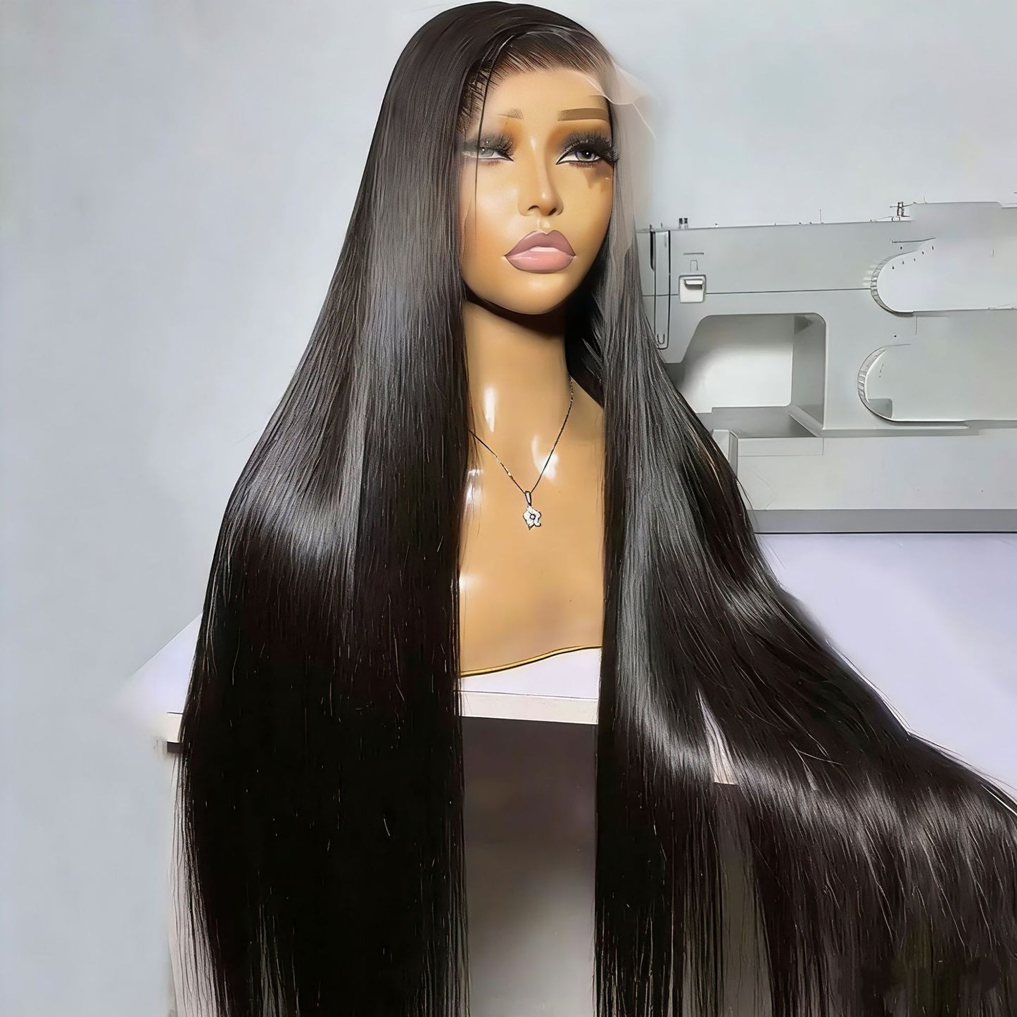 Lace African Hair Chemical Fiber Full Long Straight Wig
