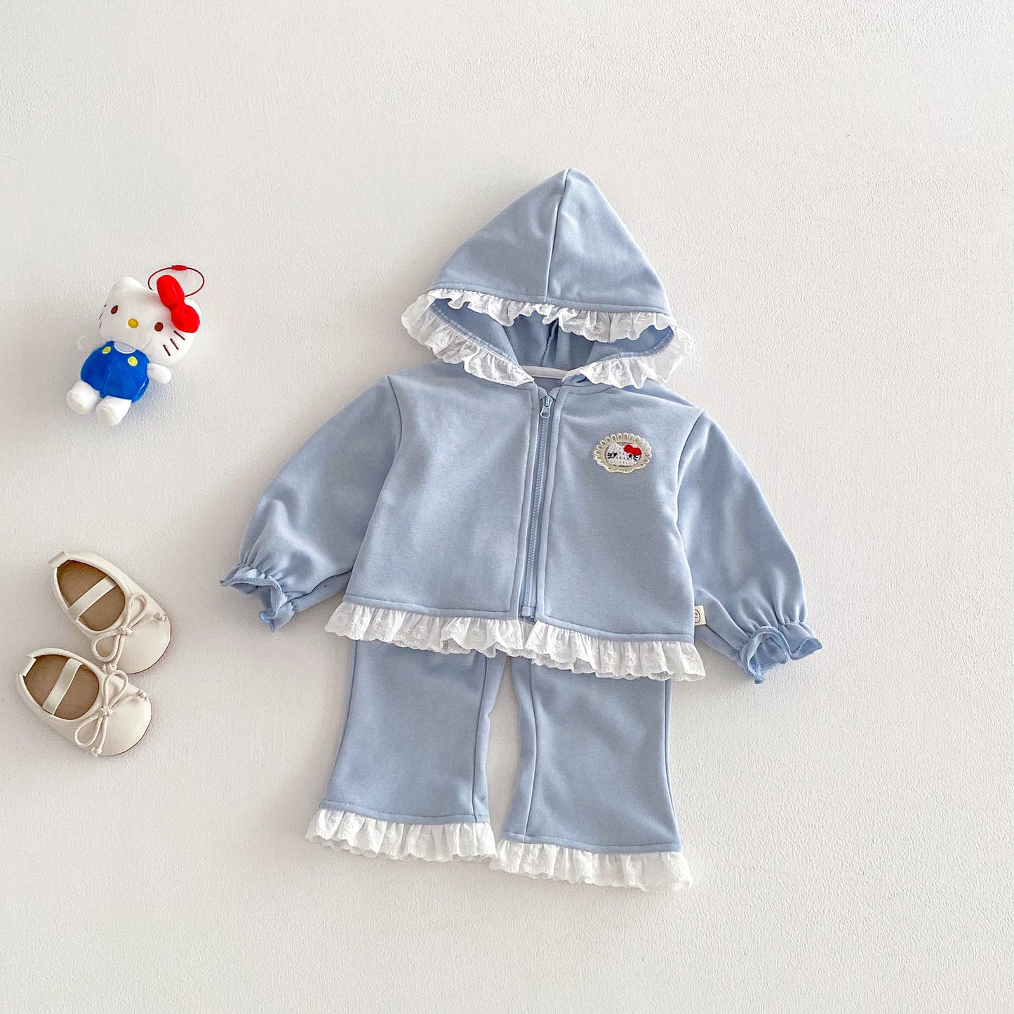 Korean Set Spring Foreign Style Labeling Hooded Children's Suit