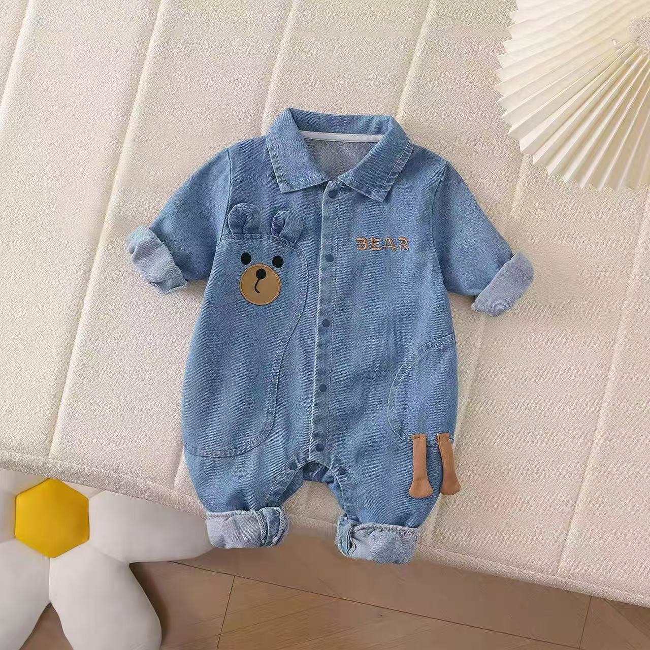 Women's & Men's Long Sleeve Denim Jumpsuit Korean Going Out Cute Rompers Western Jumpsuit, Climbing Suit