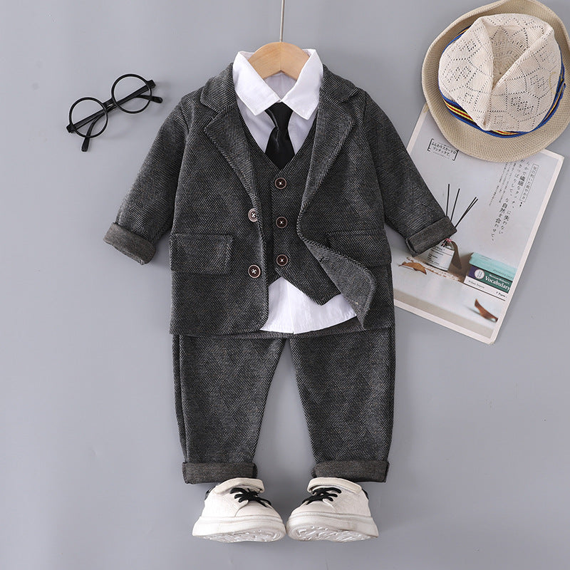 Children's Two Pieces British Birthday Boy Flower Children's Suit