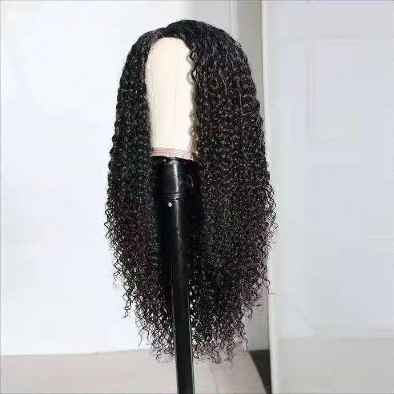 Women's Black African Small Curling Iron Set Hair Wig Long Curls