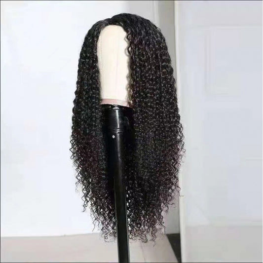 Women's Black African Small Curling Iron Set Hair Wig Long Curls