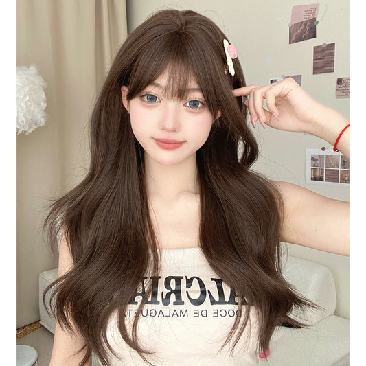 Women's Gentle Temperament Curly Hair Fashion Lady Big Wave Sheath Wig Long Curls